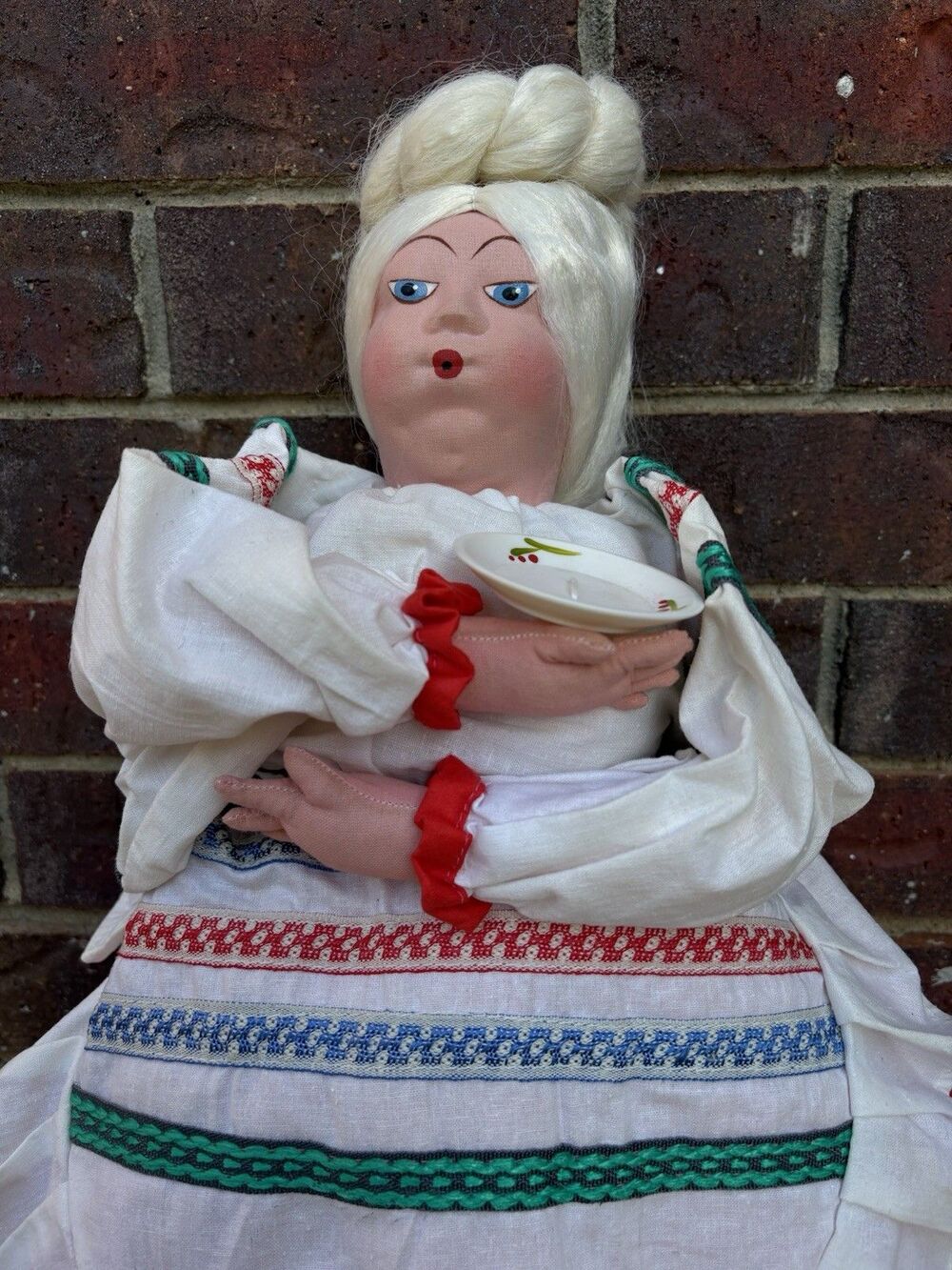 Vintage USSR Russian Babushka Handmade Samovar Teapot Tea Cozy Doll 20" High